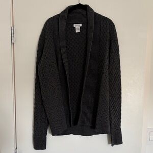 Barneys New York Dark Charcoal Open-Front Textured Cardigan